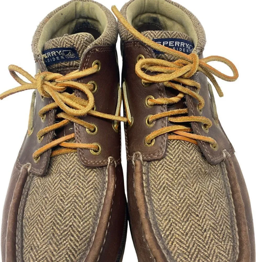 Men’s Sperry leather Chukka boot Tweed Brown Sz 8 Rare‎